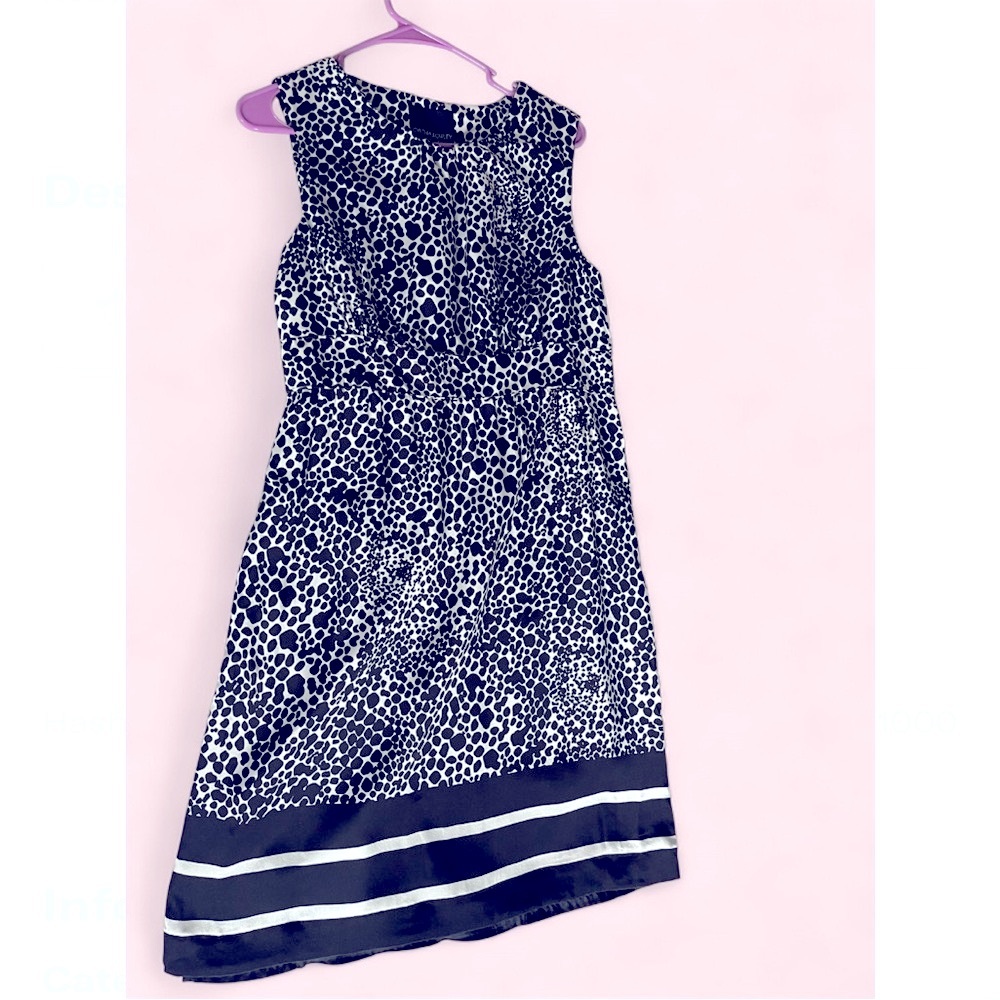 Cynthia Rowley Black and White Animal Print Midi Dress